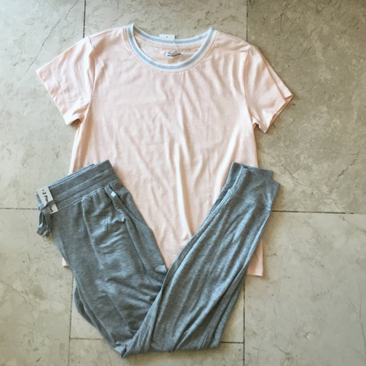 2 pieces set pant and short sleeves round neck tshirt