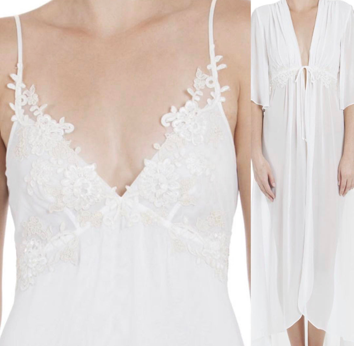 Long Applique nightgown and Robe