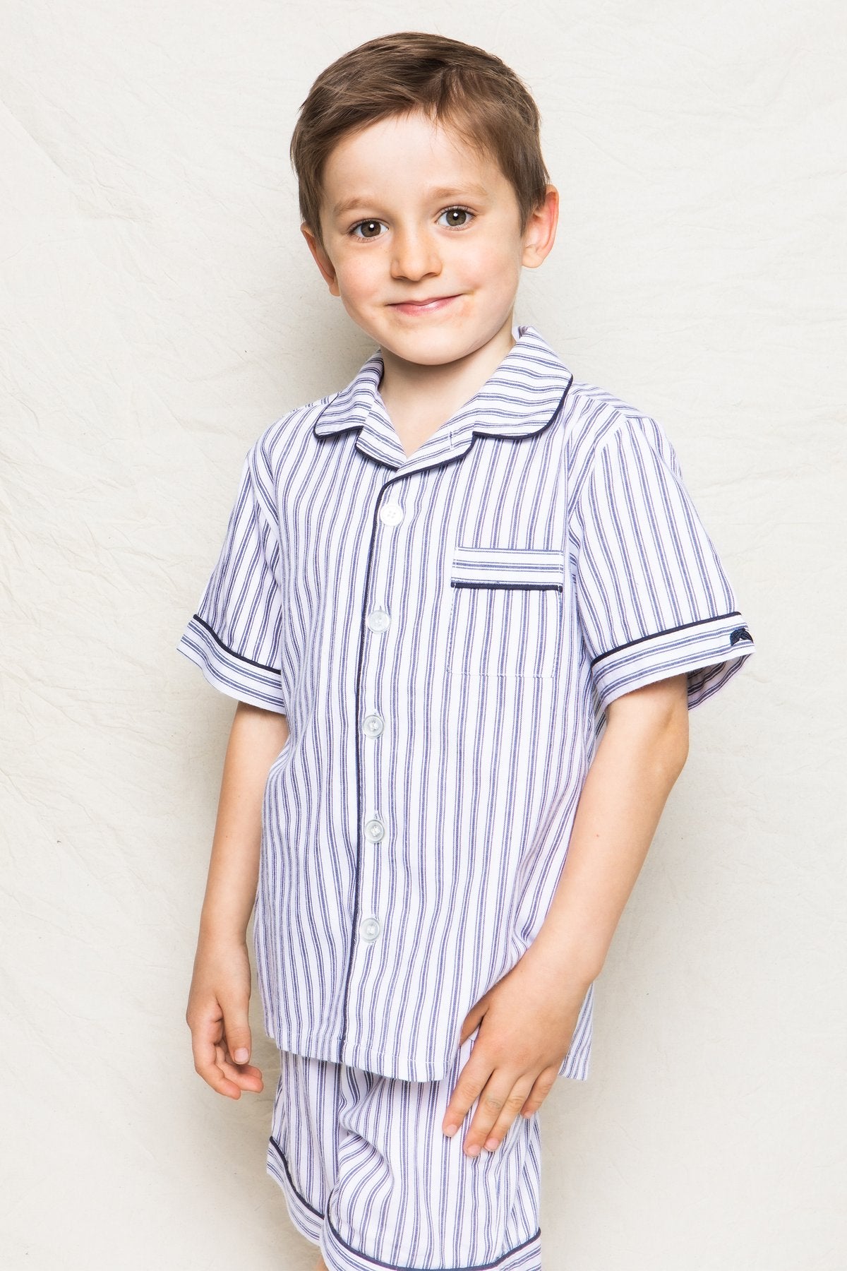 Navy French Ticking Short Set