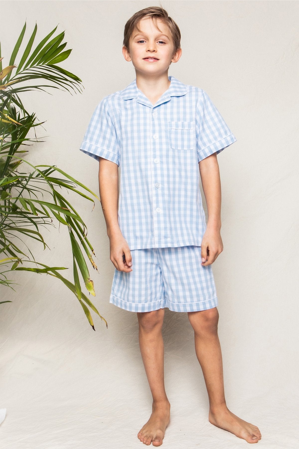 Light Blue Gingham Short Set