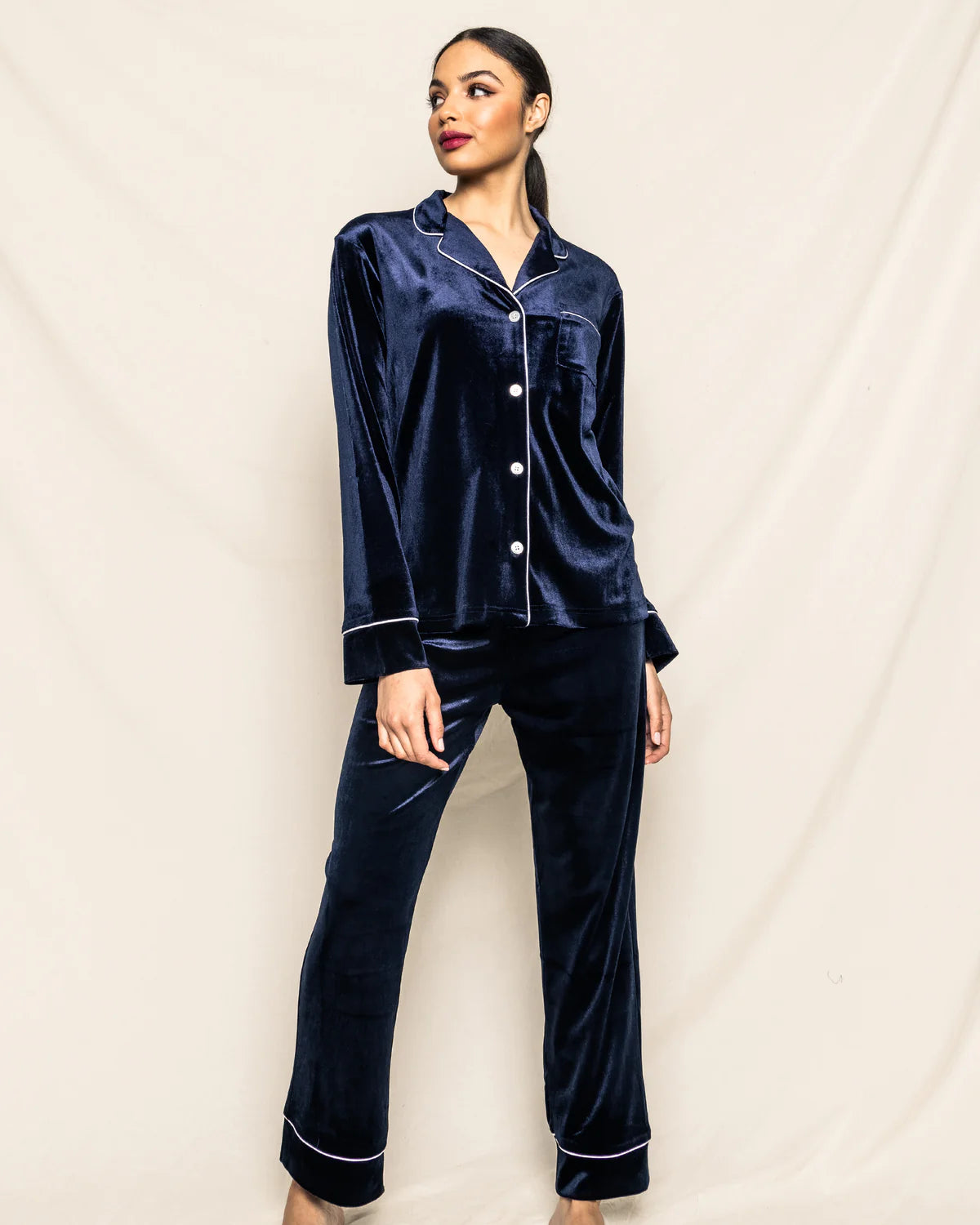 Navy Velour Pajama Set