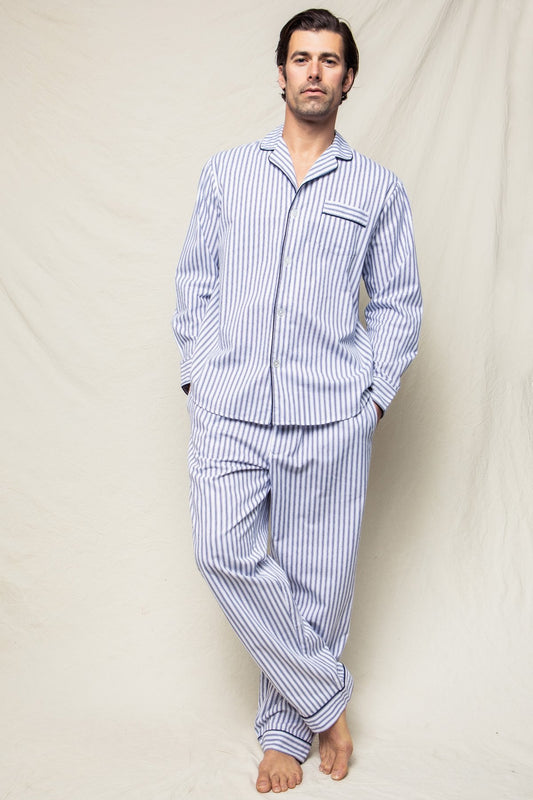 Men's Navy French Ticking Twill Pajamas