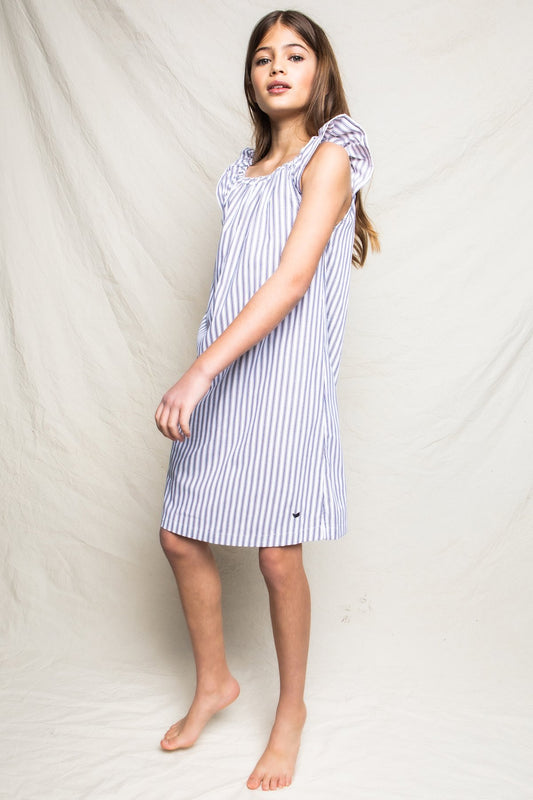 Navy French Ticking Isabelle Nightgown